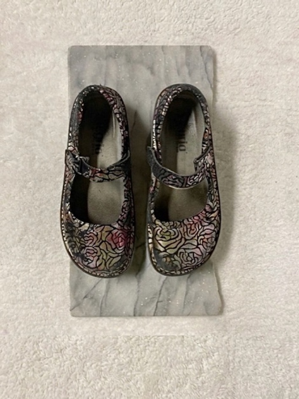 Alegria Paloma Mary Jane Clogs Stained Glass Roses Size 7